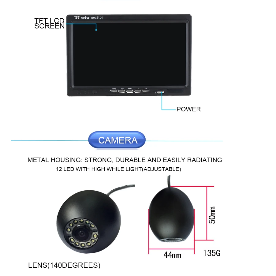 Kabel 20m 7'' 1000TVL HD Siste - Underwater Camera ulasan dan harga